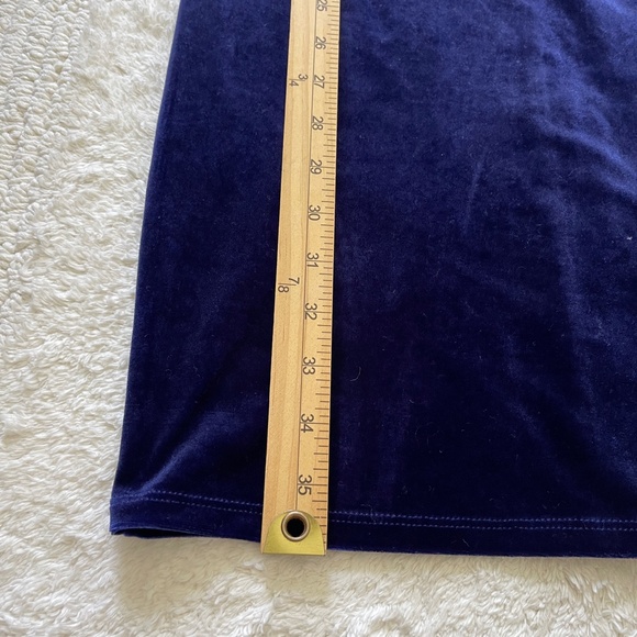 Forever 21 Women's L Velvet Bodycon Dress V Neck Sleeveless Blue Party Stretch - Picture 8 of 8